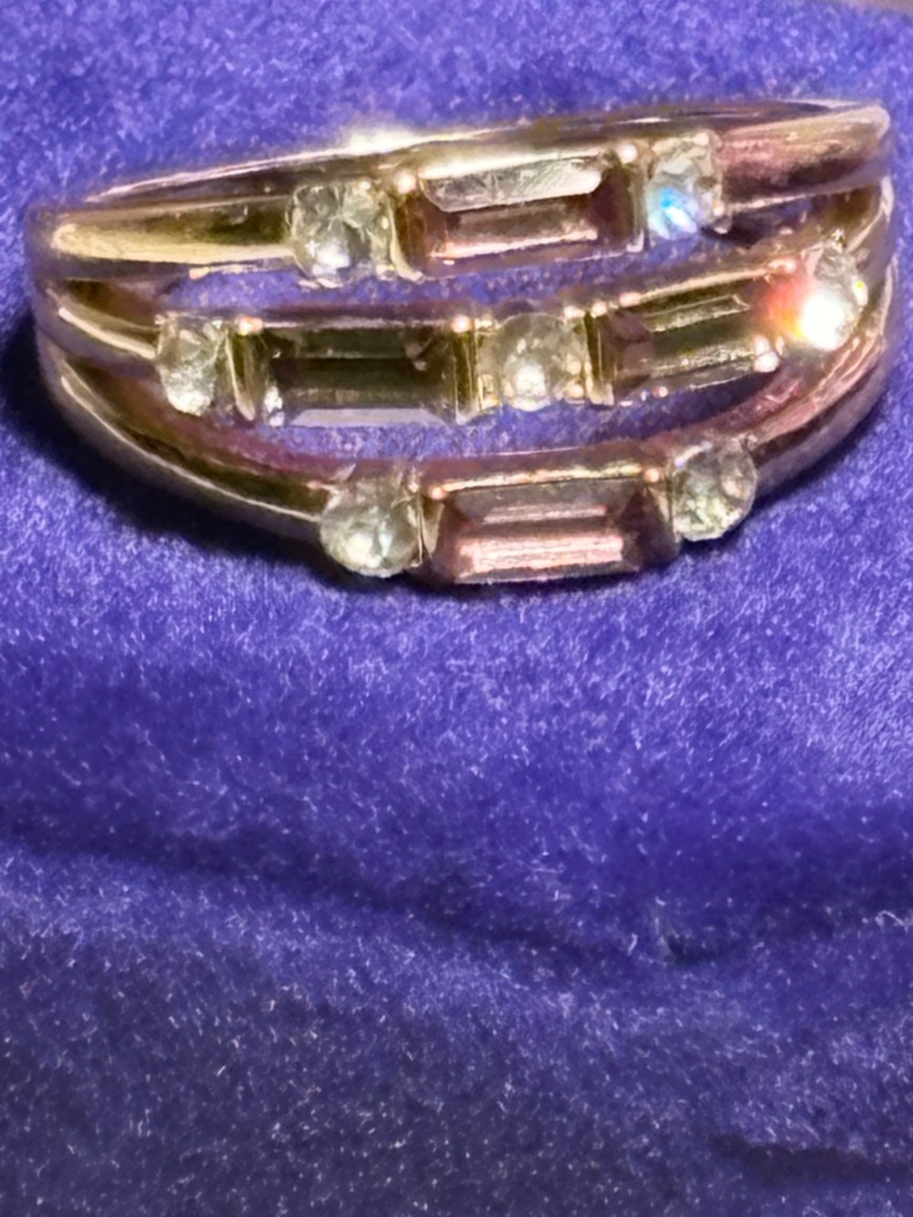 Sparkling Crystal and Rhinestone and Pink Gemstone Gold Ring